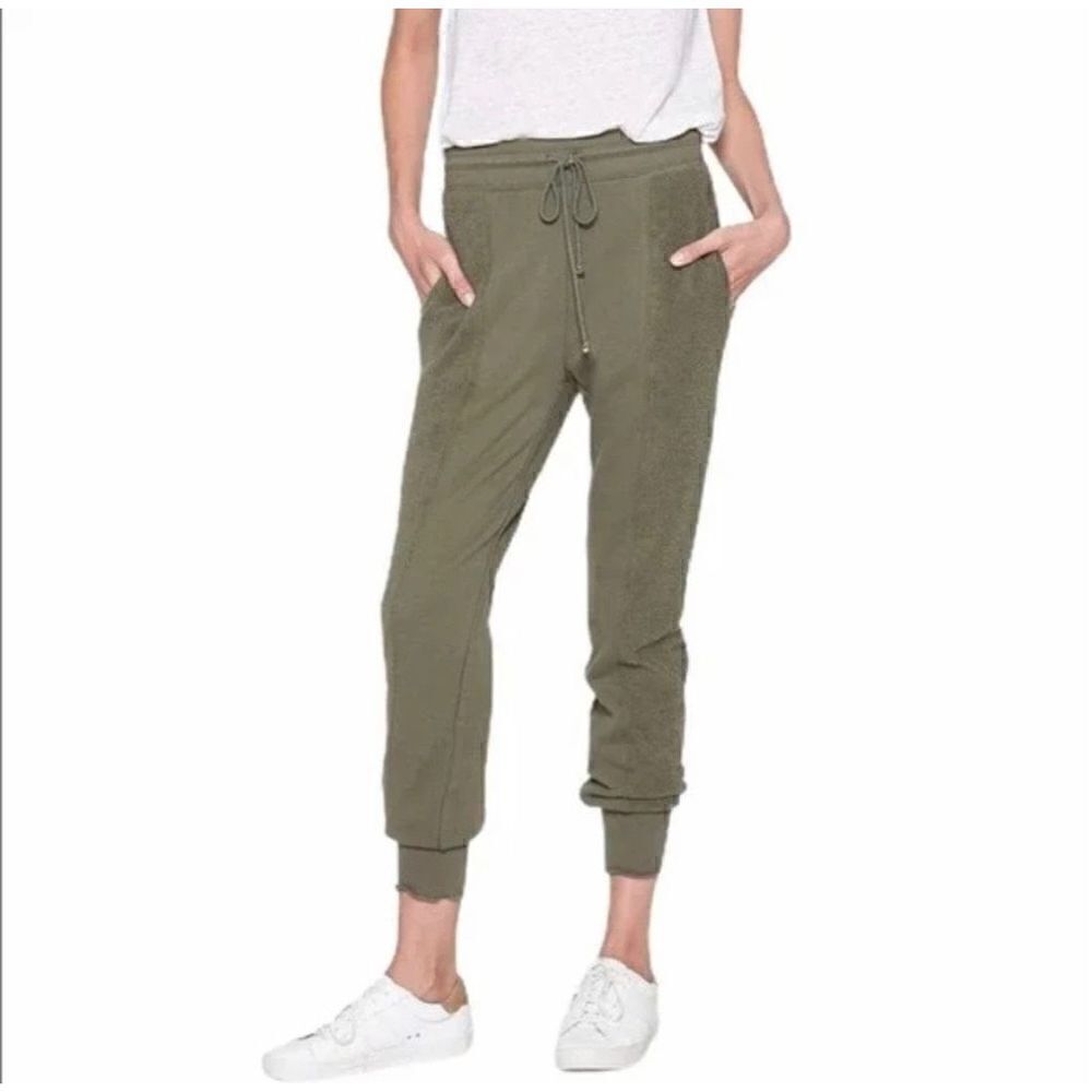 Joie Domanique Jogger Pants L Green Stretch Knit Pockets Fitness Yoga Pull-On